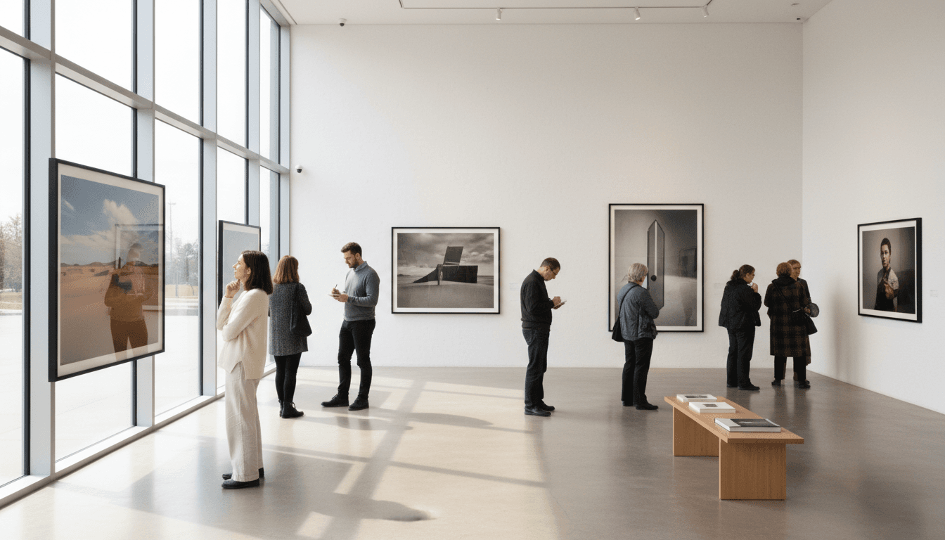 Interior de la galería POESTRIA con exposición de fotografía de calle