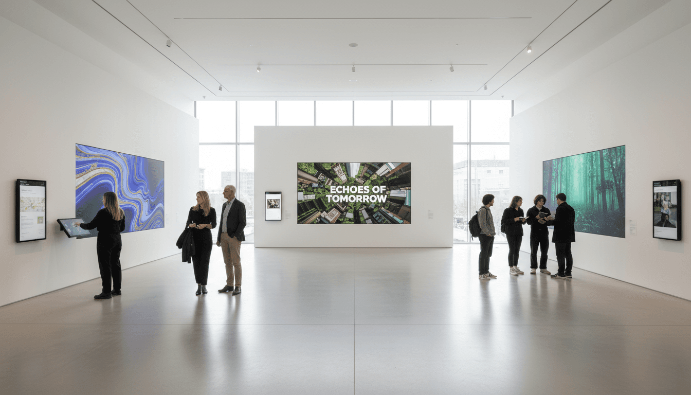 Espacio de exhibición de galería contemporánea con arte instalado